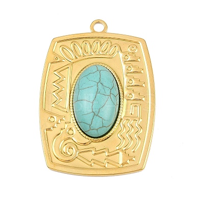 Bohemian Style 304 Stainless Steel with Synthetic Turquoise Big Pendants LS-STAS-G381-02G-07-1