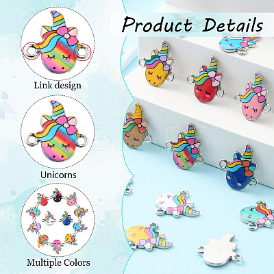60Pcs 12 Styles Alloy Enamel Connector Charms ENAM-CJ0004-32-1