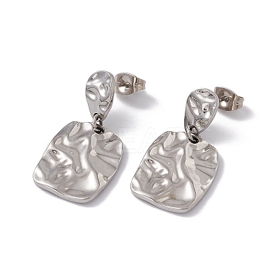 Non-Tarnish 304 Stainless Steel Twist Rectangle Dangle Stud Earrings for Women EJEW-E199-16P-1
