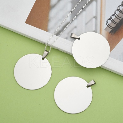Non-Tarnish 201 Stainless Steel Flat Round Mirror Polished Finish Stamping Blank Tag Pendants STAS-S030-10-1