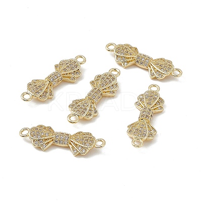Brass Micro Pave Clear Cubic Zirconia Connector Charms KK-E068-VB394-1