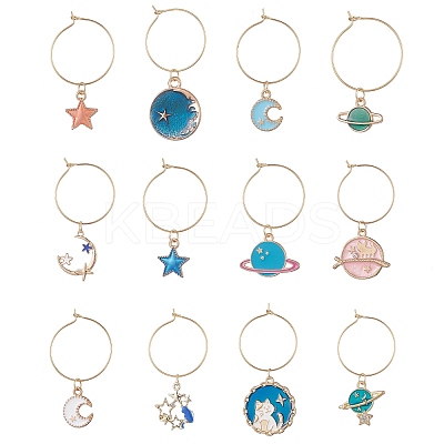 Alloy Enamel Wine Glass Charms AJEW-JO00181-1