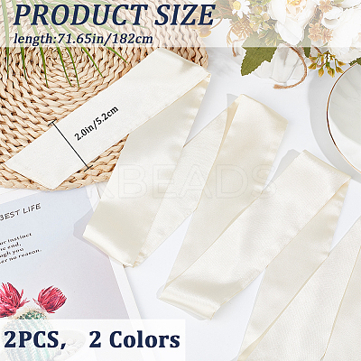 2Pcs 2 Colors Satin Cloth Ribbon Wrap Around Chain Belts AJEW-CP0009-47-1