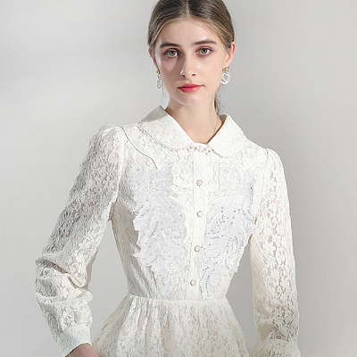 Leaf Polyester Embroidery Lace Appliques DIY-FG0003-90A-1