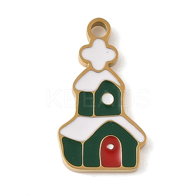 Christmas Themes 304 Stainless Steel Enamel Pendants LS-STAS-K312-04A-G-1