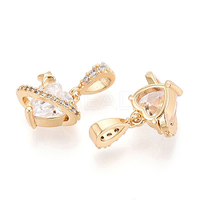 Brass Micro Pave Cubic Zirconia Charms KK-N275-12A-G-1