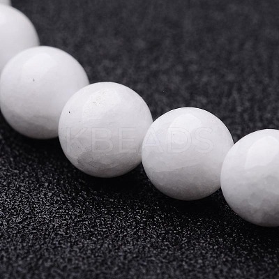 Natural White Jade Round Beaded Stretch Bracelets BJEW-F202-06-1