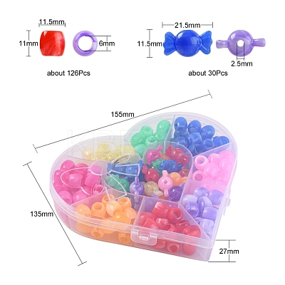156Pcs 9 Style Acrylic European Beads MACR-YW0001-68-1