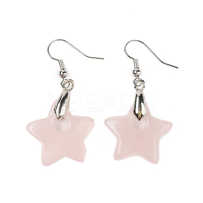 Natutal Rose Quartz Dangle Earrings EJEW-F343-C08-1