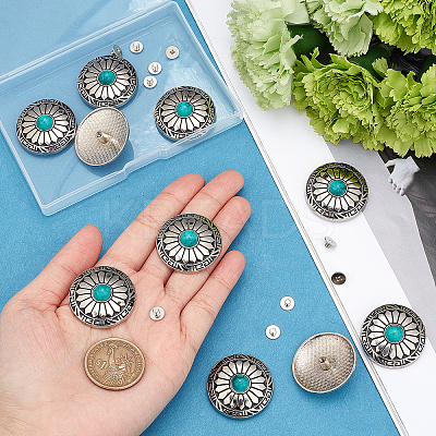 10Pcs 1-Hole Alloy & Turquoise Decorative Rivets FIND-GF0003-47-1