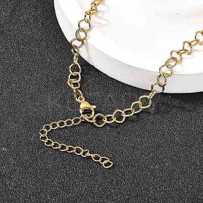 5MM 304 Stainless Steel Rhombus Link Chain Necklaces for Women Men NJEW-A054-02G-1