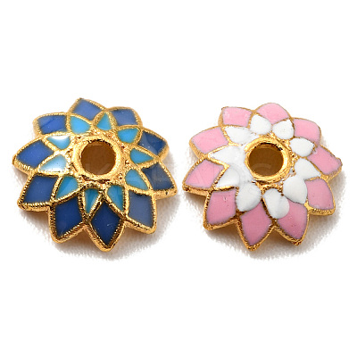 Multi-Petal Alloy Enamel Bead Caps FIND-G029-05G-1