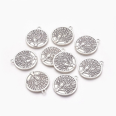 Flat Round with Tree of Life Tibetan Style Pendant Cabochon Settings LS-TIBEP-K020kg-06AS-NR-1