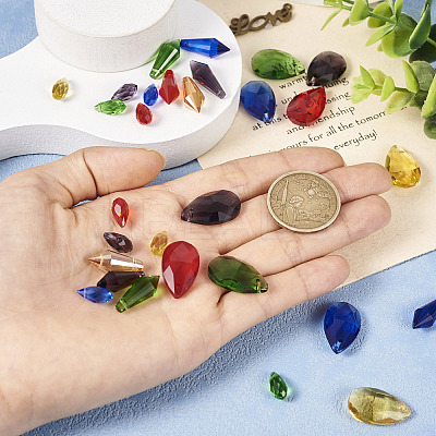 30Pcs 15 Styles Transparent Glass Pendants GLAA-TA0001-34-1