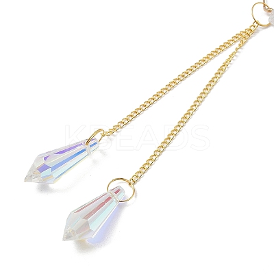 Iron Rhombus & Natural Quartz Crystal Suncatchers HJEW-F025-04G-03-1