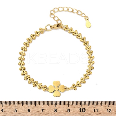 304 Stainless Steel Clover Link Bracelets LS-BJEW-V003-01G-1