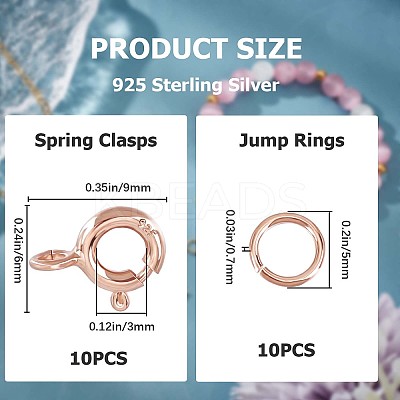10Pcs 925 Sterling Silver Spring Ring Clasps STER-CN0001-22RG-1