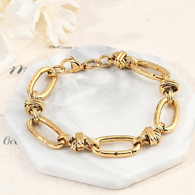 304 Stainless Steel Rolo Link Chain Bracelets for Women BJEW-F488-41G-1