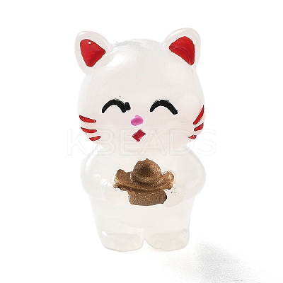 Luminous Resin Lucky Cat Display Decorations DJEW-P020-01C-1