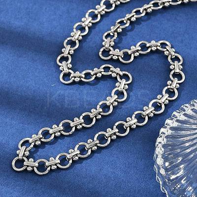 304 Stainless Steel Ring Link Chain Necklaces NJEW-H072-02B-P-1