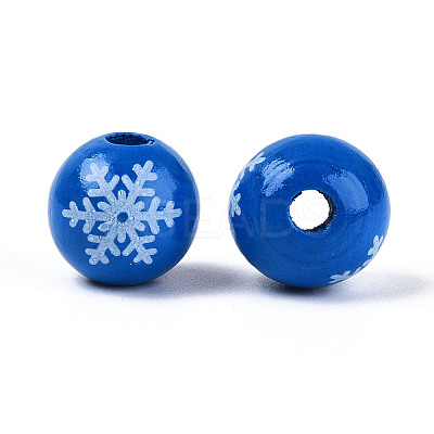Christmas Spray Painted Schima Wood Beads WOOD-T032-35C-1