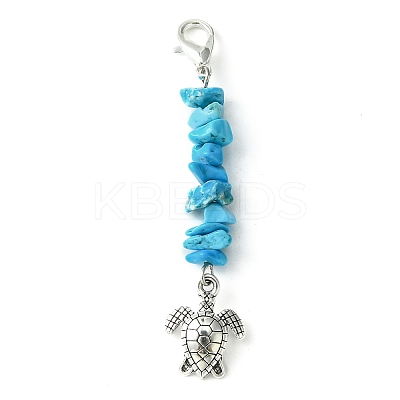 Synthetic Turquoise Chip Pendant Decorations HJEW-JM01321-1