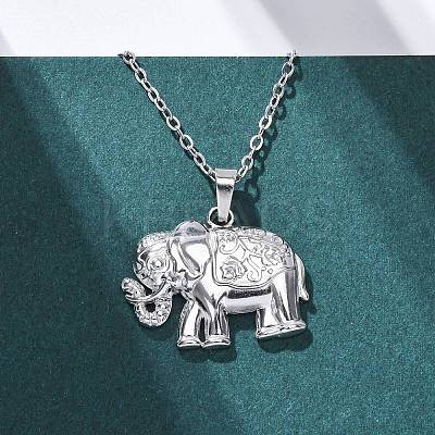 Elephant 304 Stainless Steel Pendant Necklaces NJEW-H059-06P-1