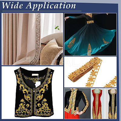 Ethnic Style Polyester Metallic Thread Embroidery Floral Trimming SRIB-WH0011-137A-1