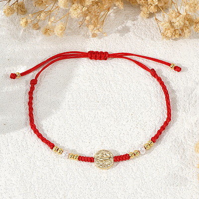 Brass Saint Medal Braided Bracelets EA4269-2-1