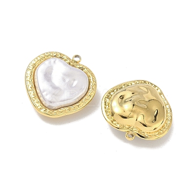 304 Stainless Steel with ABS Plastic Pearl Pendants STAS-G371-01G-03-1