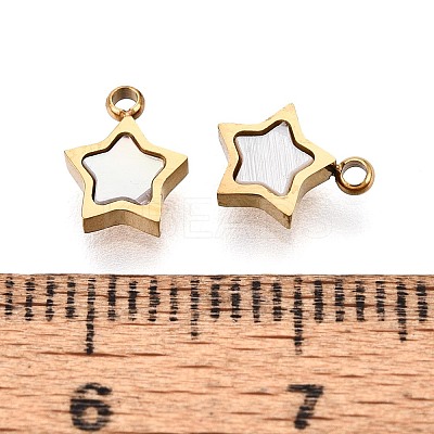 Natural White Shell Star Charms STAS-N115-43G-1