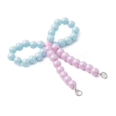 3Pcs 3 Styles Opaque Acrylic Beads with Brass Crimp Beads and Iron Open Jump Rings Pendants PALLOY-JF03487-1