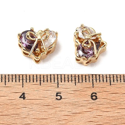 Brass Micro Pave Cubic Zirconia Beads KK-A259-20G-02-1