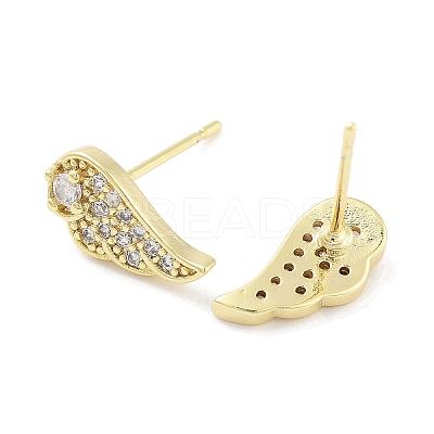 Brass Micro Pave Clear Cubic Zirconia Studs Earring EJEW-S217-G18-1