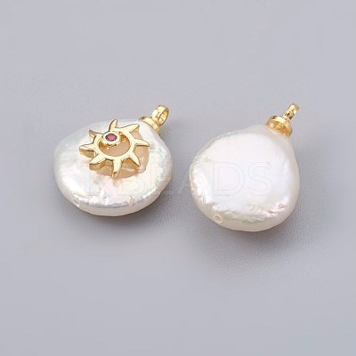 Natural Cultured Freshwater Pearl Pendants PEAR-F008-16G-1