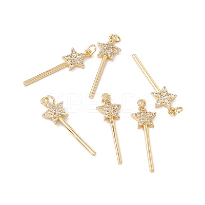 Rack Plating Brass Micro Pave Clear Cubic Zirconia Pendants X-ZIRC-C040-36G-1