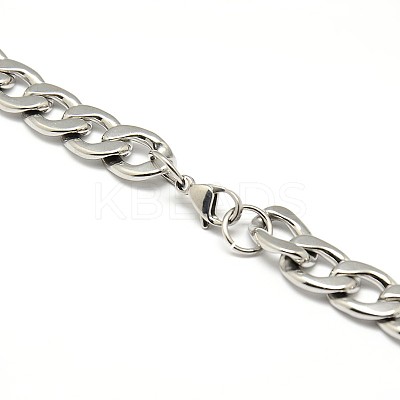 Tarnish Resistant 304 Stainless Steel Curb Chain/Twisted Chain Necklaces STAS-A028-N127P-1