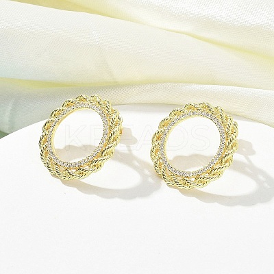 Brass Micro Pave Clear Cubic Zirconia Stud Earrings EJEW-C122-08G-1