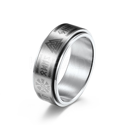 Viking Word 304 Stainless Steel Rotatable Finger Rings for Men FS-WGA52A7-01-1