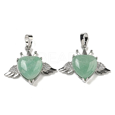 Natural Green Aventurine with Clear Cubic Zirconia Pendants G-G133-02P-25-1