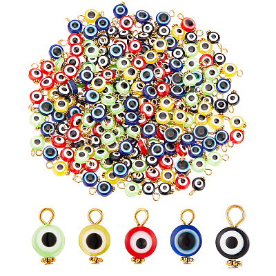 200Pcs Evil Eye Resin Pendants RESI-DC0001-04-1
