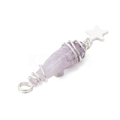 3Pcs 3 Styles Electroplated Natural Quartz Crystal Nuggets Copper Wire Wrapped Pendants PALLOY-JF03128-02-1