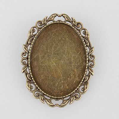 Vintage Alloy Brooch Cabochon Bezel Settings X-PALLOY-N0085-15AB-NF-1