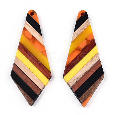 Transparent Resin & Walnut Wood Big Pendants X-RESI-TAC0017-48-B01-1