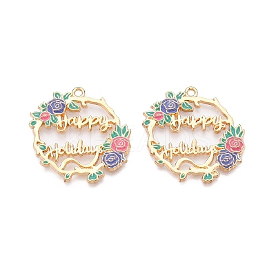 Rack Plating Alloy Enamel Pendants ENAM-N056-369KCG-02-1