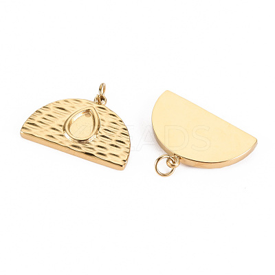 Hammered 304 Stainless Steel Pendant Cabochon Settings STAS-S116-224G-1