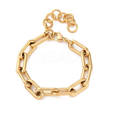 304 Stainless Steel Paperclip Chain Bracelets for Women BJEW-Z128-01G-01-1