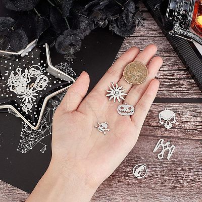 12Pcs 6 Style 201 Stainless Steel Pendants STAS-UN0020-22P-1
