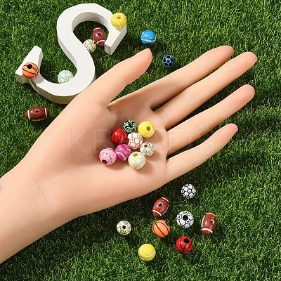 11 Style Sports Theme Acrylic Beads OACR-YW0001-92-1