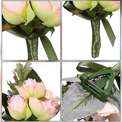 2Pcs 2 Style Silk Imitation Rose Corsage Boutonniere AJEW-CP0001-60-1